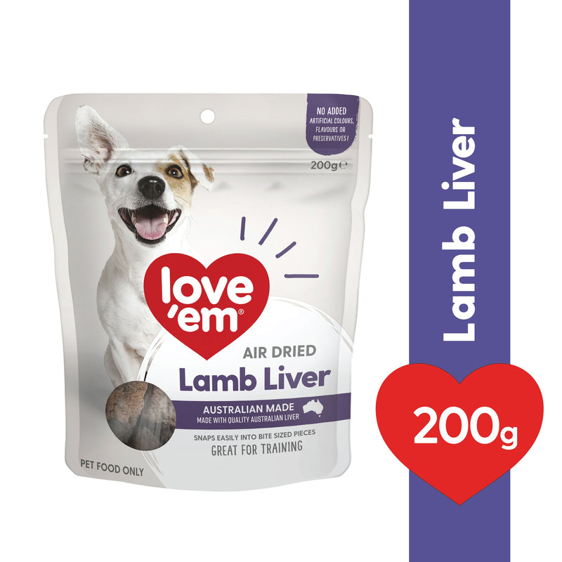 Love Em Air Dried Lamb Liver Dog Treats 200g