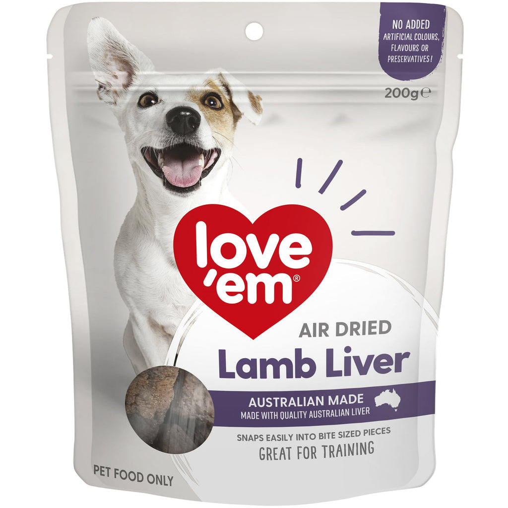 Love Em Air Dried Lamb Liver Dog Treats 200g x 4-Habitat Pet Supplies
