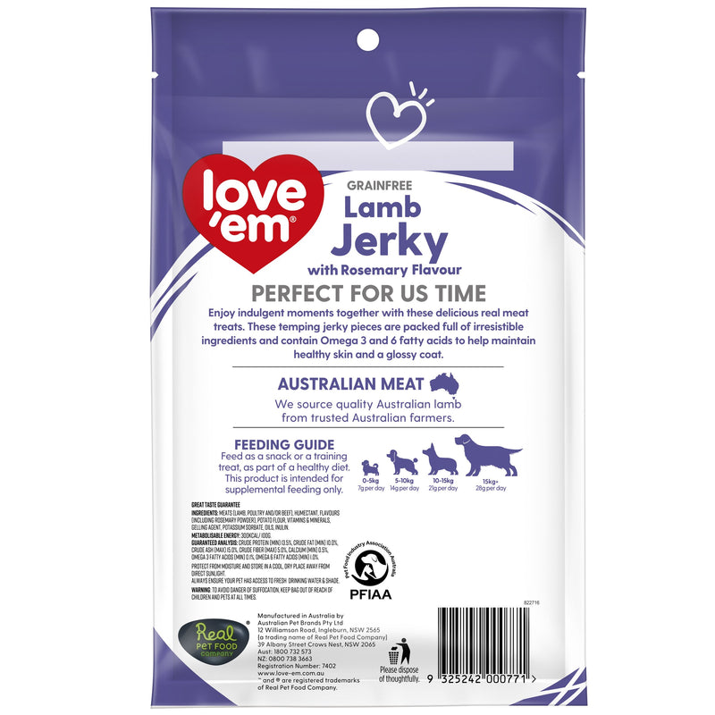 Love Em Lamb & Rosemary Jerky Dog Treats 200g