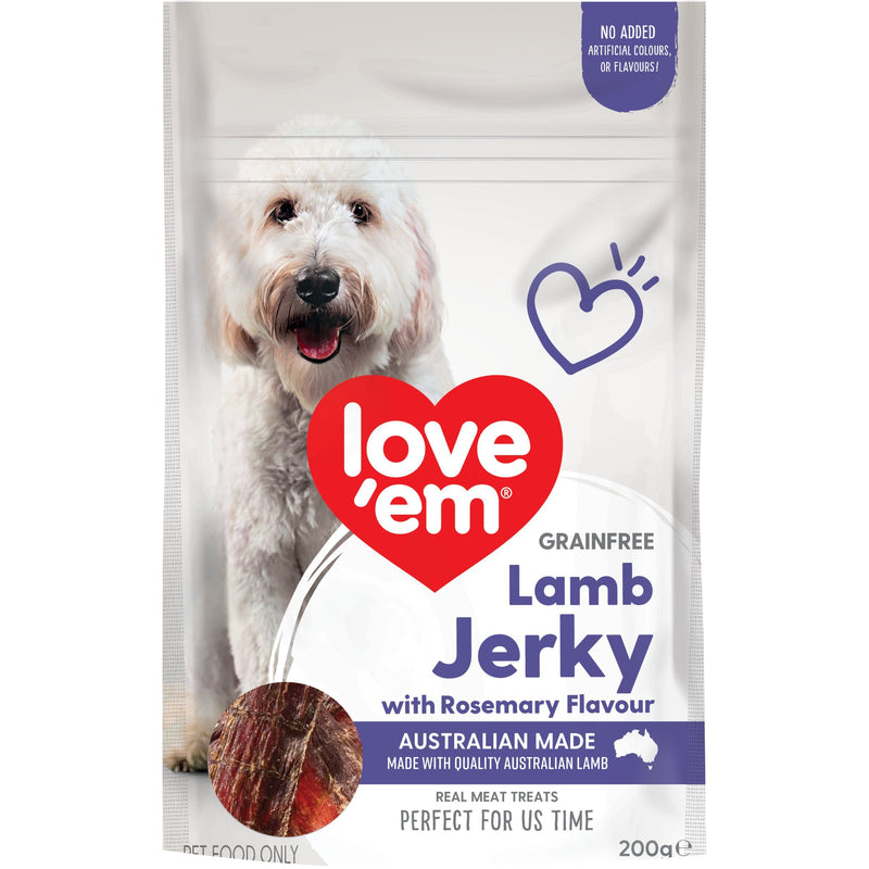 Love Em Lamb & Rosemary Jerky Dog Treats 200g-Habitat Pet Supplies