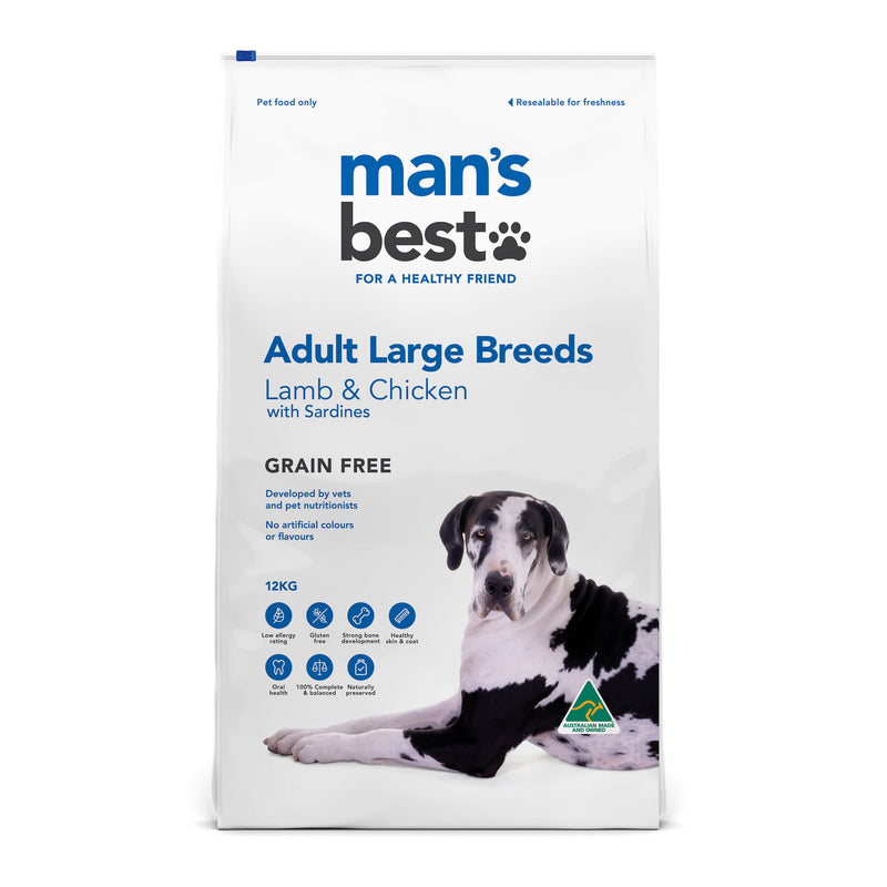 Mans Best Adult Large Breed Premium Grain Free Dry Dog Food 12kg^^^-Habitat Pet Supplies
