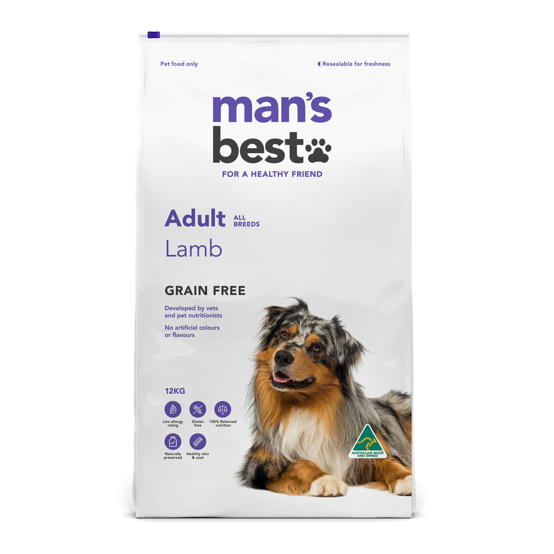 Mans Best Adult Premium Grain Free Lamb Dry Dog Food 12kg-Habitat Pet Supplies