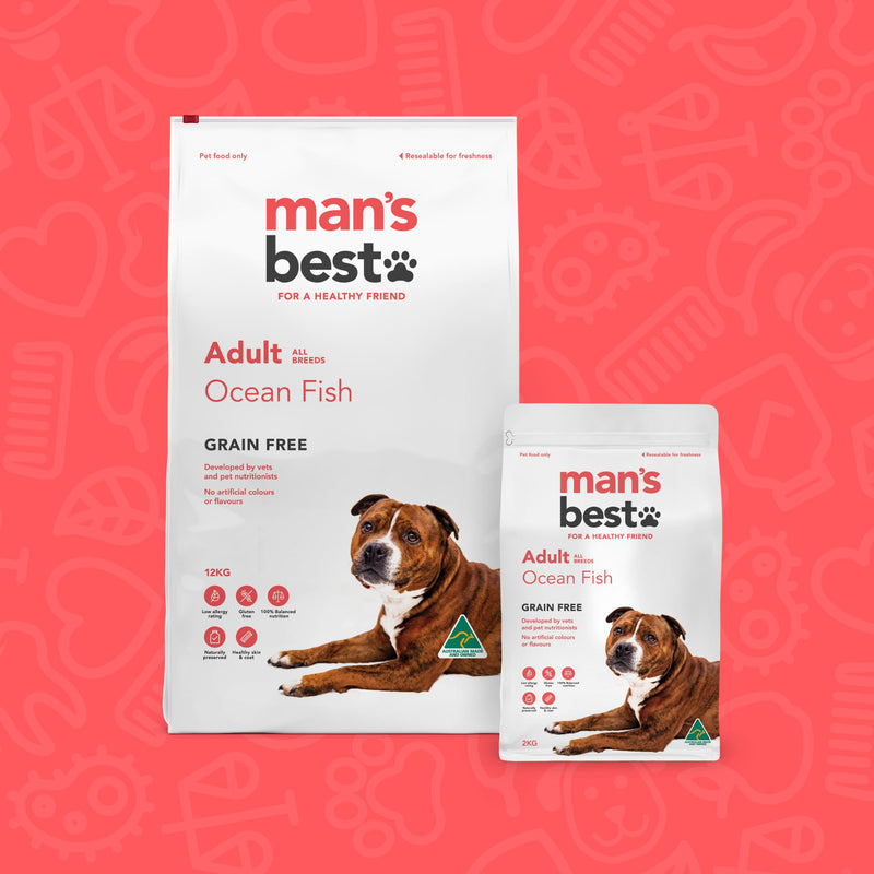 Mans Best Adult Premium Grain Free Ocean Fish Dry Dog Food 12kg