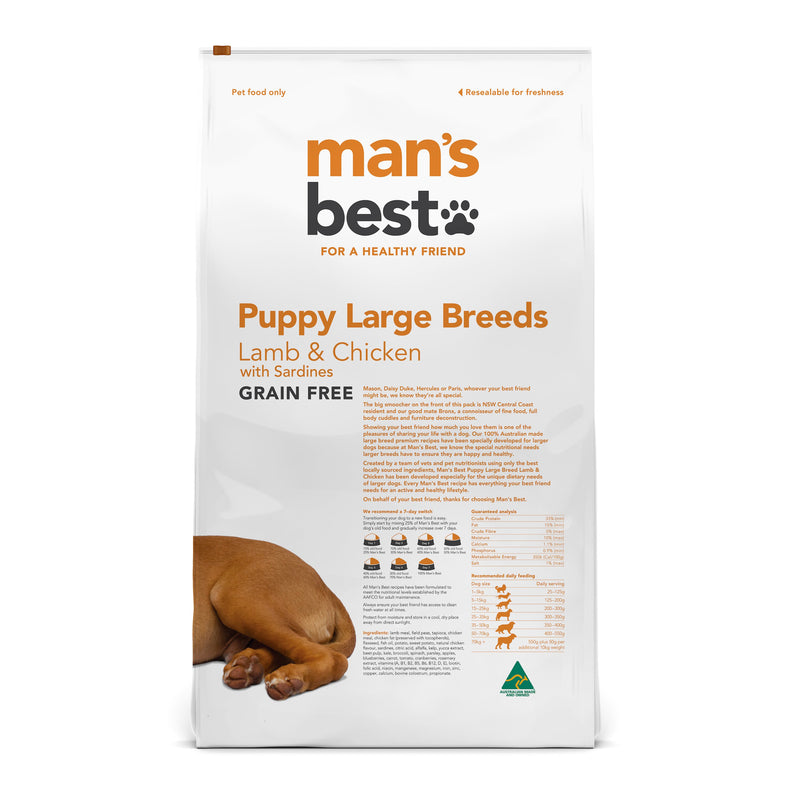 Mans Best Puppy Large Breed Premium Grain Free Dry Food 12kg
