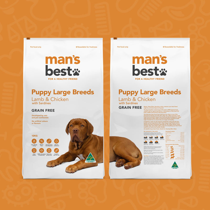 Mans Best Puppy Large Breed Premium Grain Free Dry Food 12kg