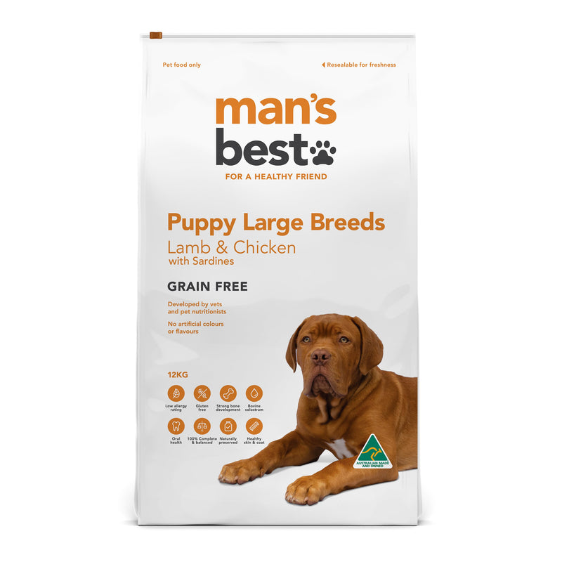 Mans Best Puppy Large Breed Premium Grain Free Dry Food 12kg-Habitat Pet Supplies