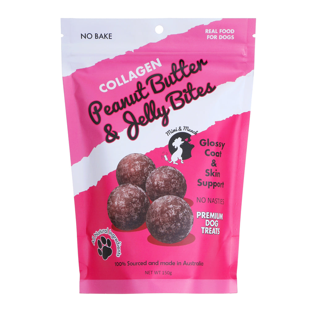 Mimi and Munch Collagen Peanut Butter and Jelly Bites Dog Treats 150g (+_+)-Habitat Pet Supplies