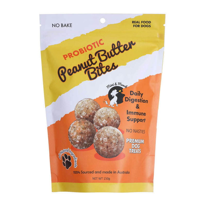 Mimi and Munch Probiotic Peanut Butter Bites Dog Treats 150g (+_+)-Habitat Pet Supplies