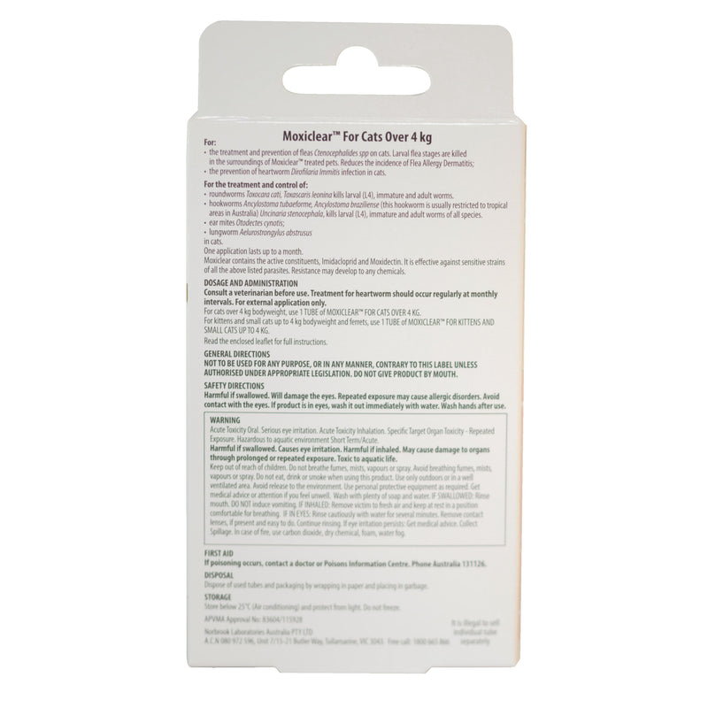 Moxiclear Flea and Worming Treatment for Cats Over 4kg 3 Pack
