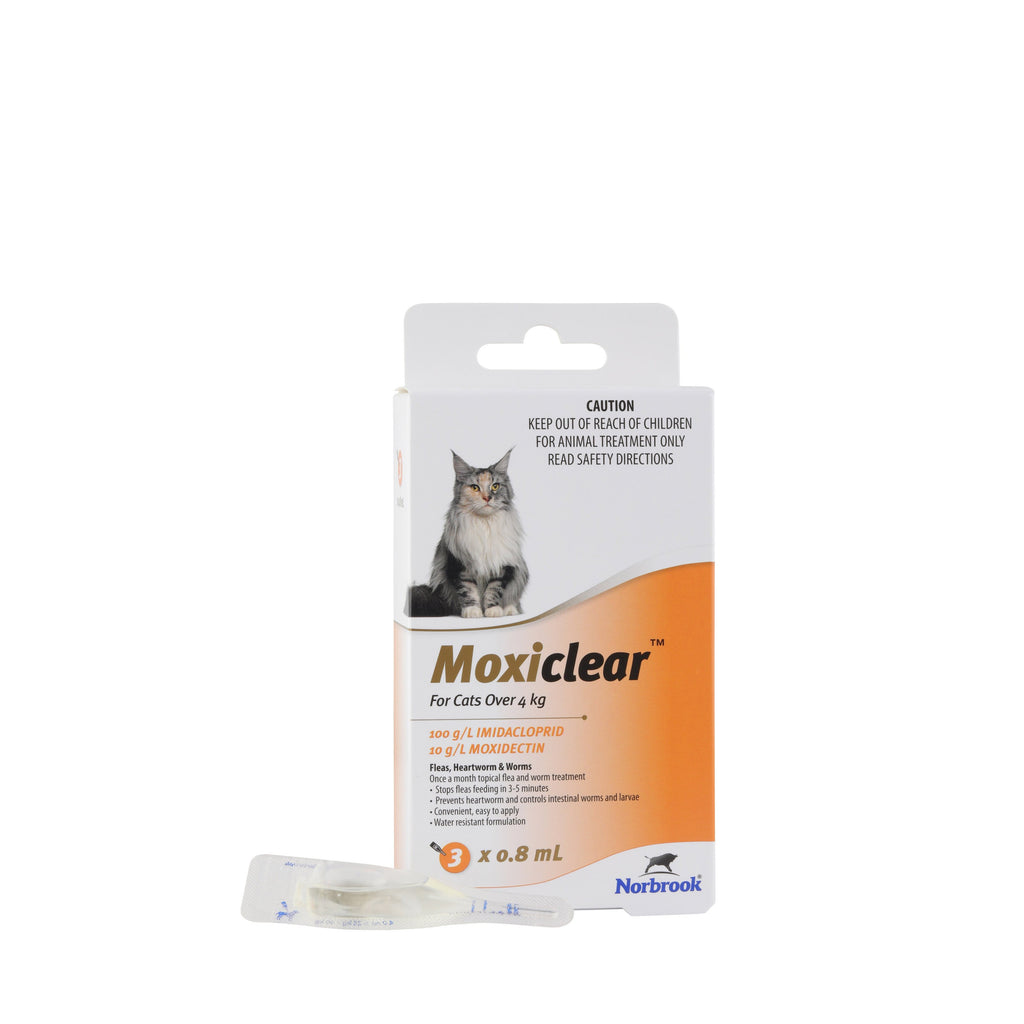 Moxiclear Flea and Worming Treatment for Cats Over 4kg 3 Pack-Habitat Pet Supplies