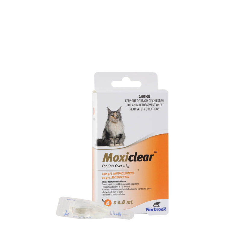Moxiclear Flea and Worming Treatment for Cats Over 4kg 6 Pack-Habitat Pet Supplies