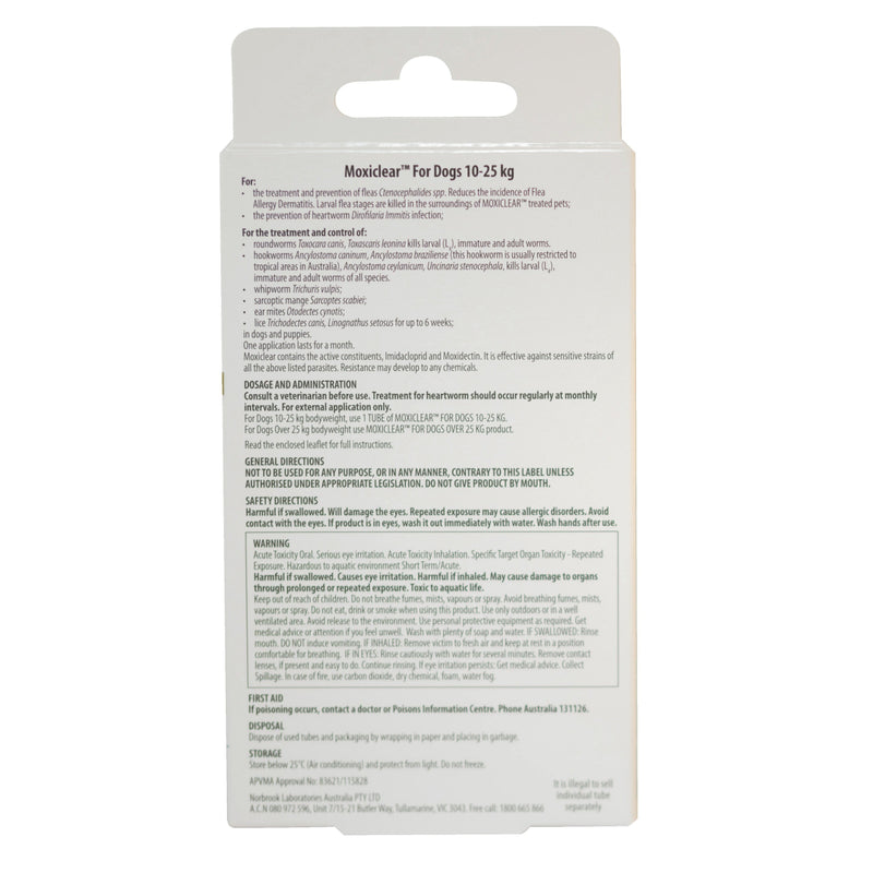 Moxiclear Flea and Worming Treatment for Dogs 10-25kg 3 Pack