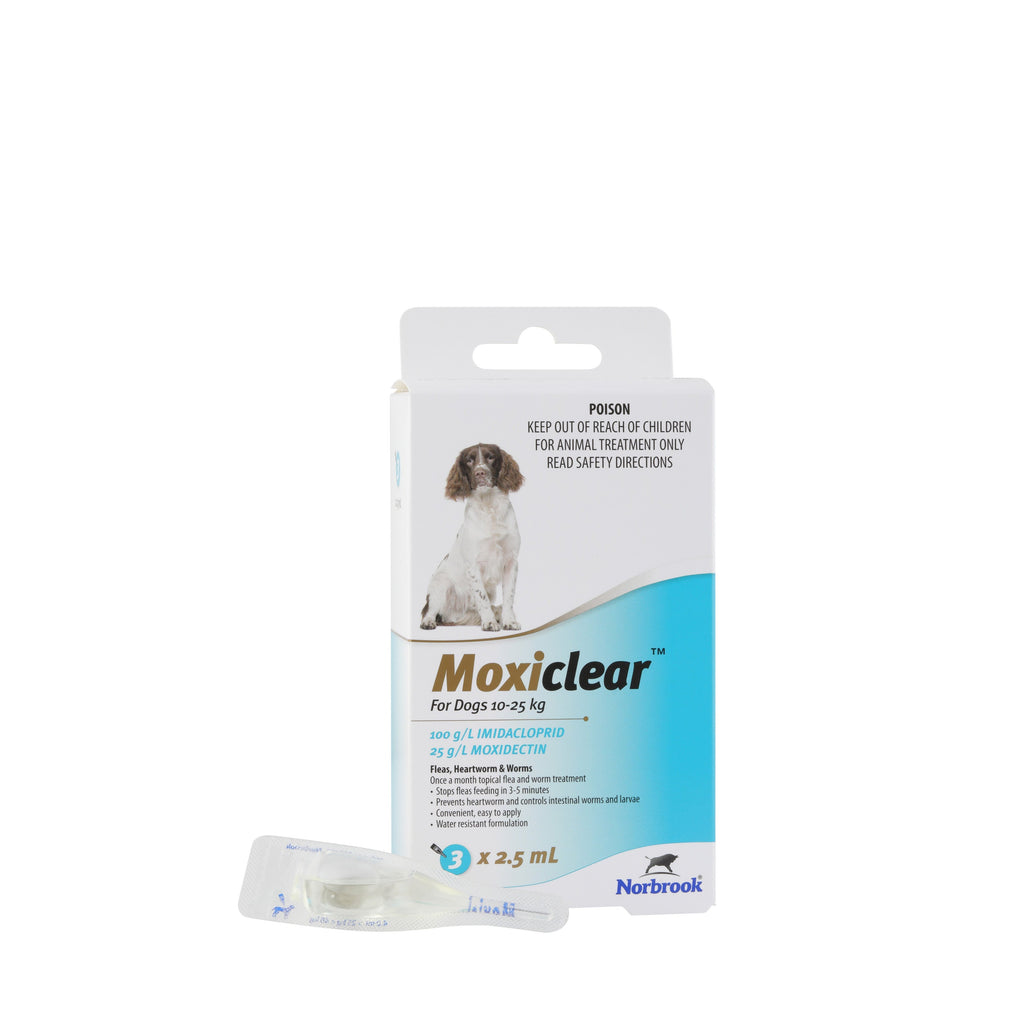 Moxiclear Flea and Worming Treatment for Dogs 10-25kg 3 Pack-Habitat Pet Supplies