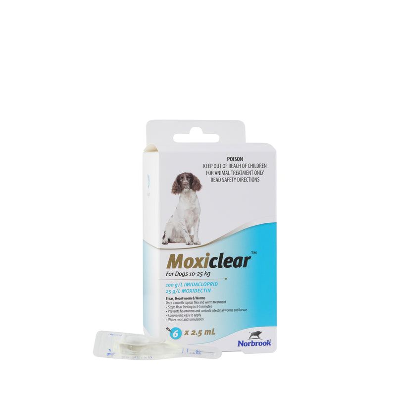 Moxiclear Flea and Worming Treatment for Dogs 10-25kg 6 Pack-Habitat Pet Supplies