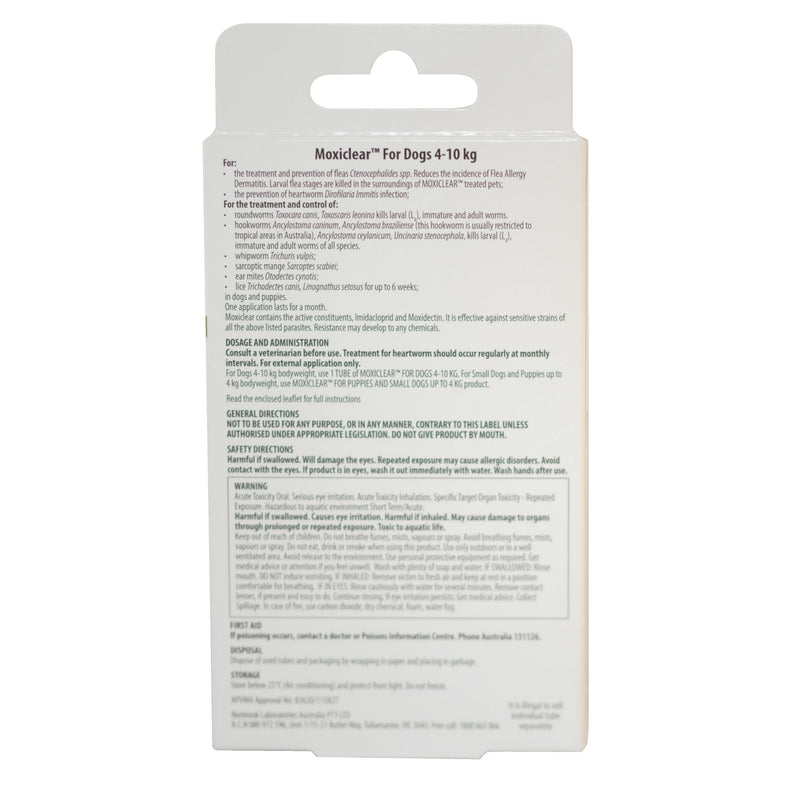 Moxiclear Flea and Worming Treatment for Dogs 4-10kg 3 Pack
