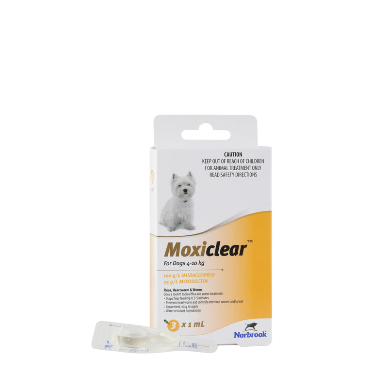 Moxiclear Flea and Worming Treatment for Dogs 4-10kg 3 Pack-Habitat Pet Supplies