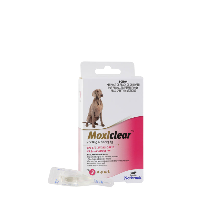 Moxiclear Flea and Worming Treatment for Dogs Over 25kg 3 Pack^^^-Habitat Pet Supplies