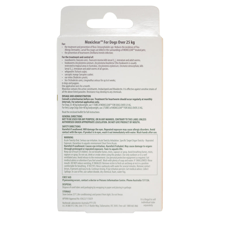 Moxiclear Flea and Worming Treatment for Dogs Over 25kg 6 Pack