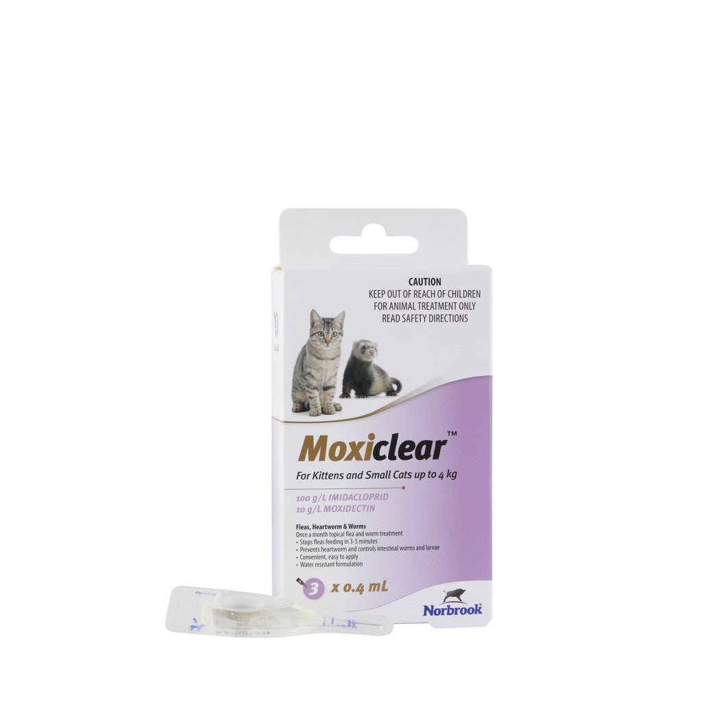 Moxiclear Flea and Worming Treatment for Kittens and Small Cats up to 4kg 3 Pack-Habitat Pet Supplies