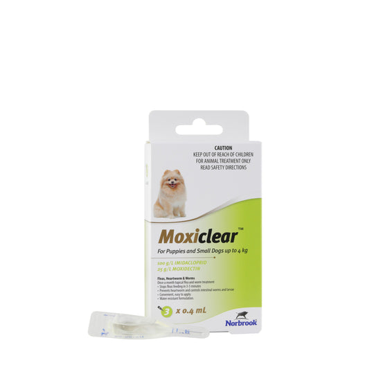 Moxiclear Flea and Worming Treatment for Puppies and Small Dogs up to 4kg 3 Pack