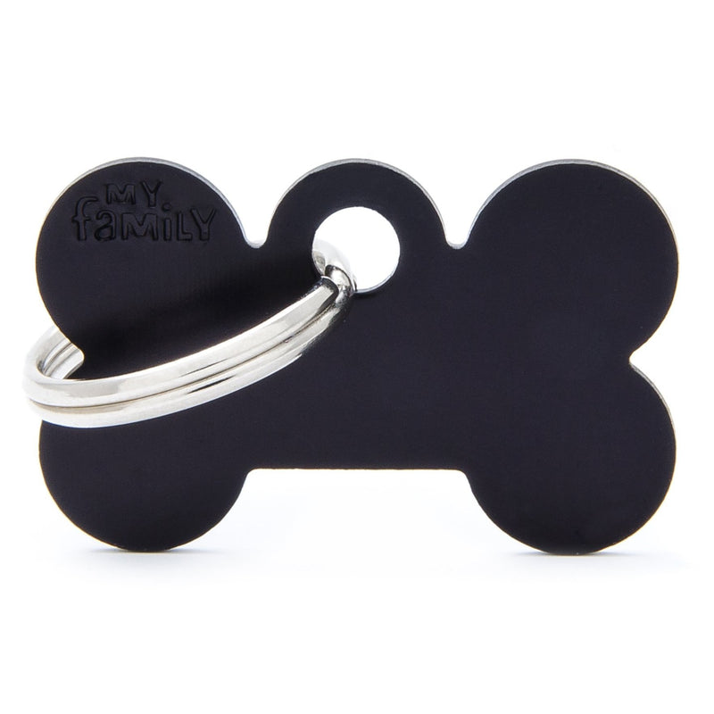 My Family Basic Bone Extra Large Black Dog Tag with Free Engraving-Habitat Pet Supplies