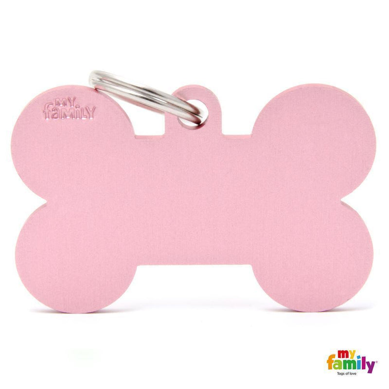 My Family Basic Bone Extra Large Pink Dog Tag with Free Engraving-Habitat Pet Supplies