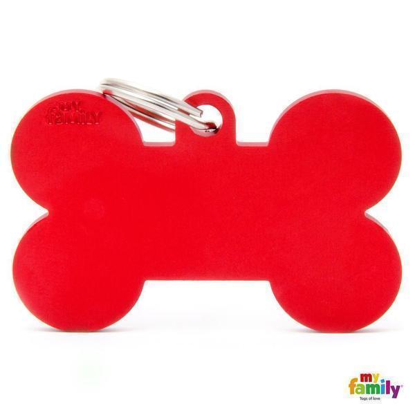 My Family Basic Bone Extra Large Red Dog Tag with Free Engraving-Habitat Pet Supplies