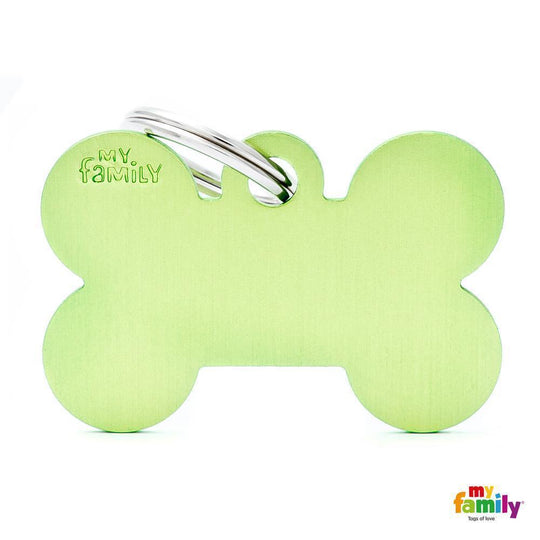 My Family Basic Bone Large Lime Dog Tag with Free Engraving