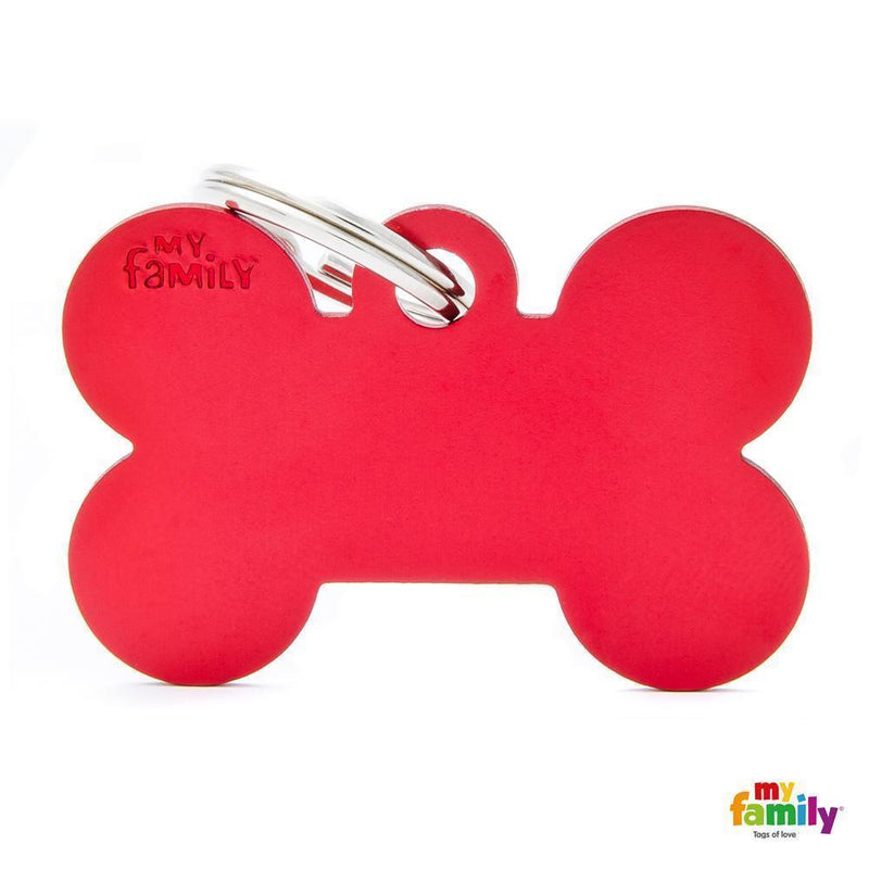 My Family Basic Bone Large Red Dog Tag with Free Engraving-Habitat Pet Supplies