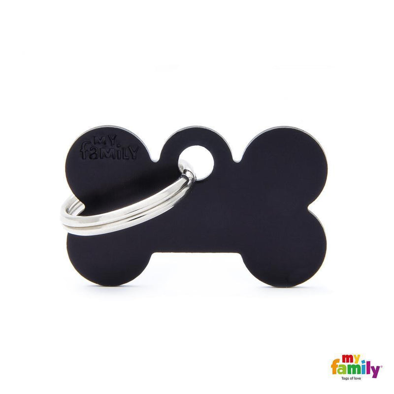 My Family Basic Bone Small Black with Free Engraving-Habitat Pet Supplies