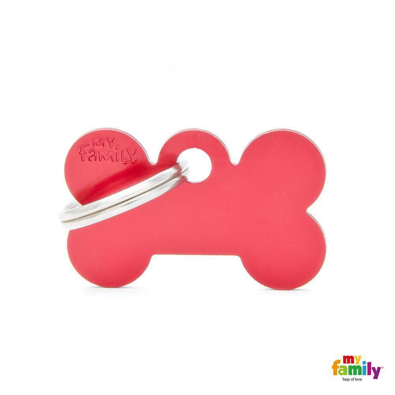 My Family Basic Bone Small Red with Free Engraving-Habitat Pet Supplies