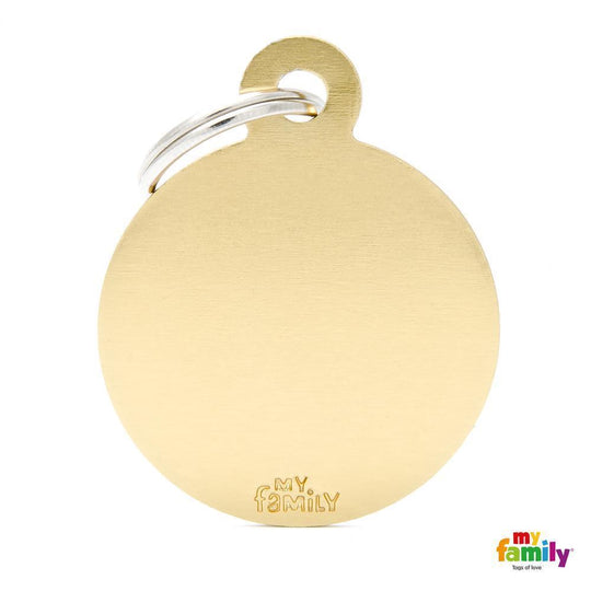 My Family Basic Circle Large Brass Dog Tag with Free Engraving