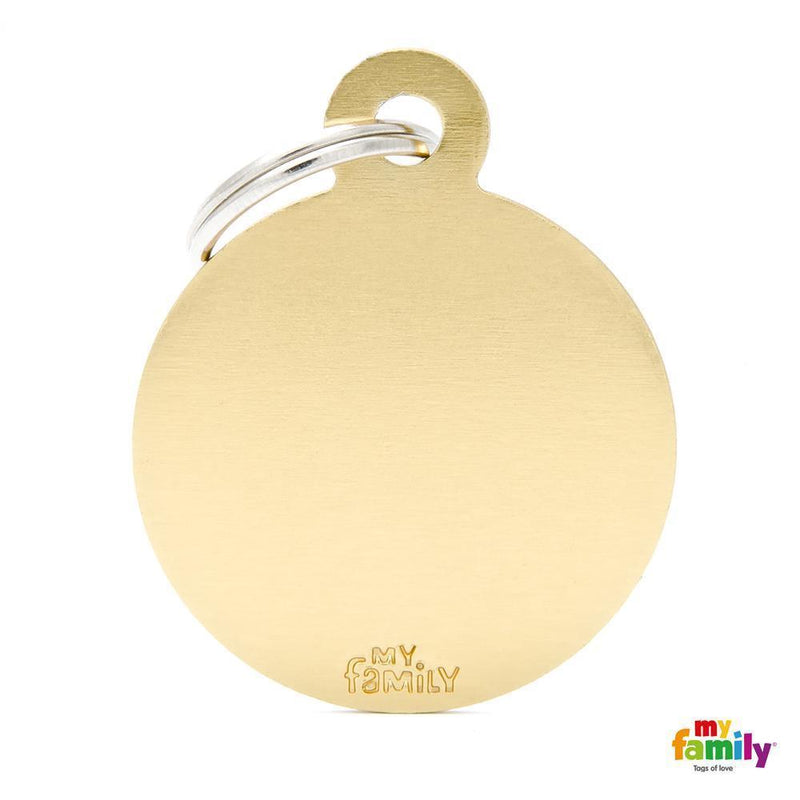 My Family Basic Circle Large Brass Dog Tag with Free Engraving-Habitat Pet Supplies