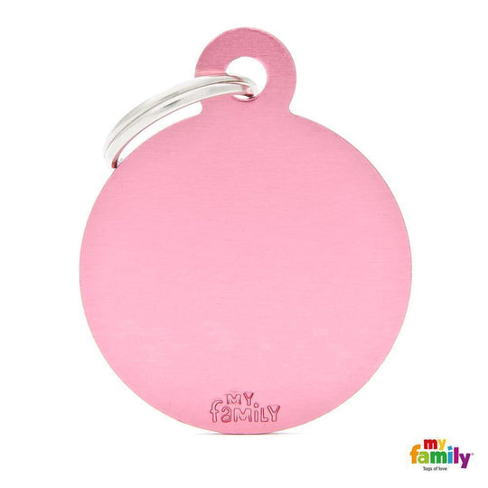 My Family Basic Circle Large Pink Dog Tag with Free Engraving