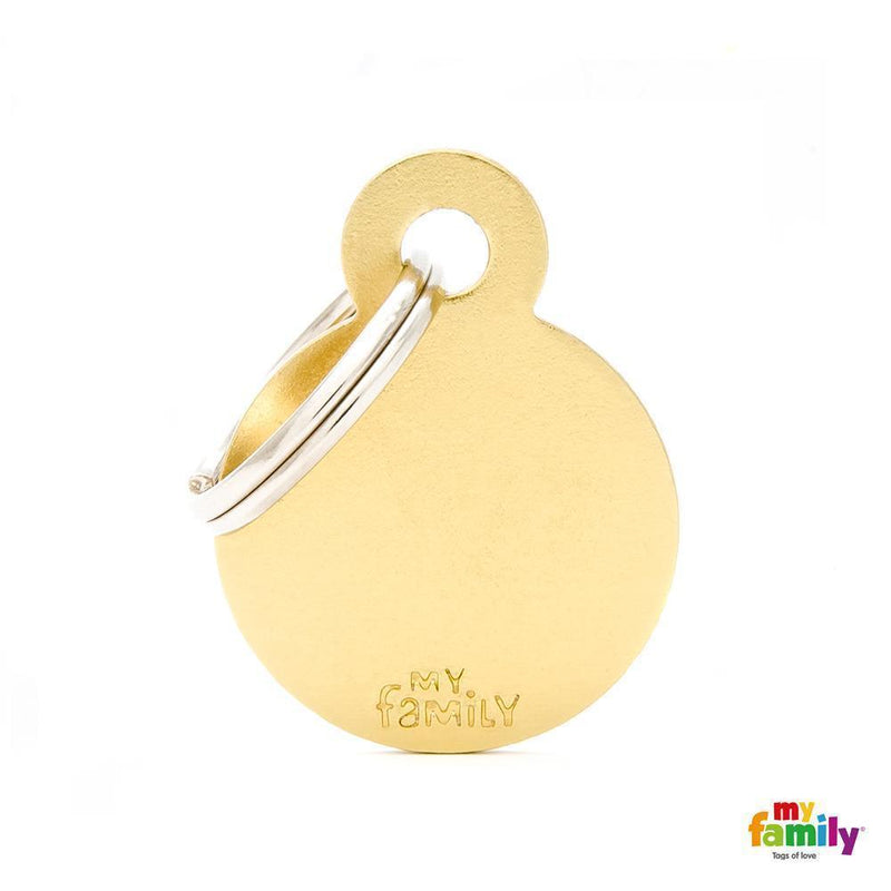 My Family Basic Circle Small Brass with Free Engraving-Habitat Pet Supplies
