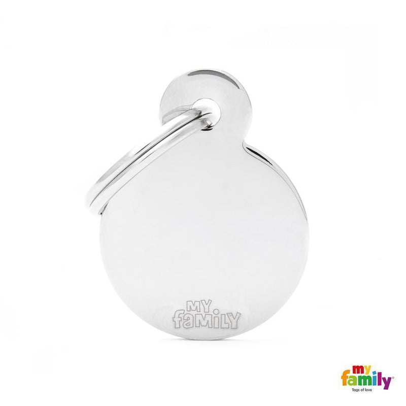 My Family Basic Circle Small Chrome with Free Engraving-Habitat Pet Supplies