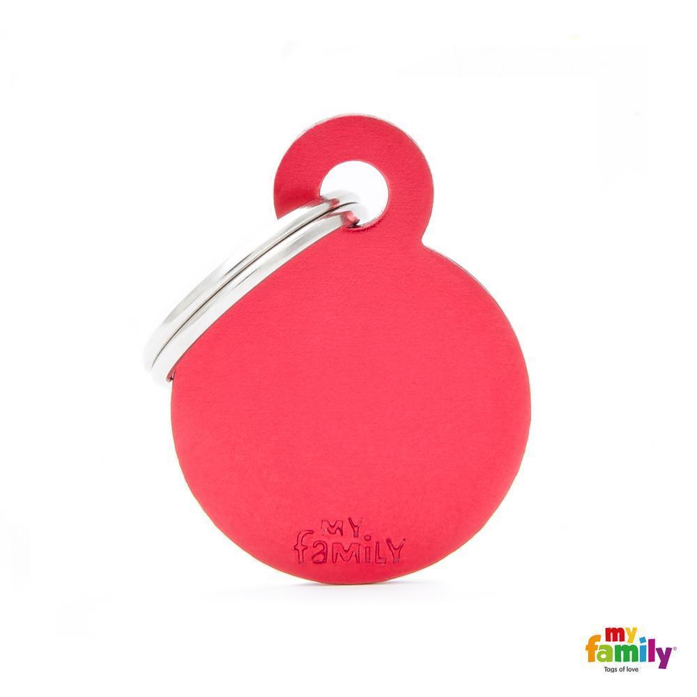 My Family Basic Circle Small Red with Free Engraving-Habitat Pet Supplies