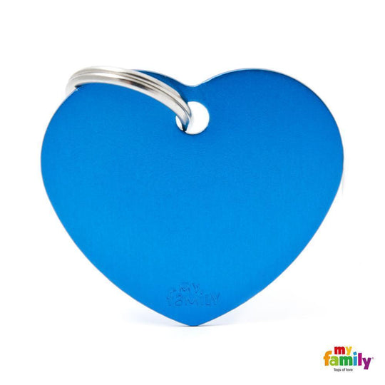 My Family Basic Heart Large Blue Dog Tag with Free Engraving