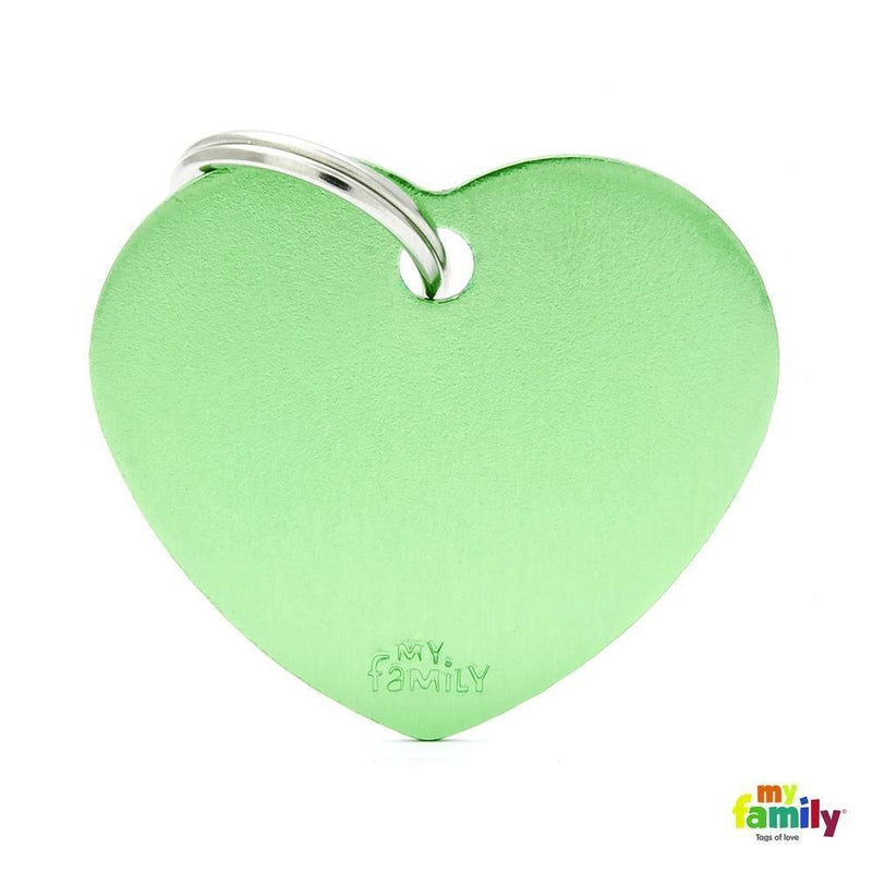 My Family Basic Heart Large Lime Dog Tag with Free Engraving-Habitat Pet Supplies