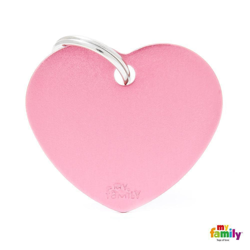 My Family Basic Heart Large Pink Dog Tag with Free Engraving-Habitat Pet Supplies
