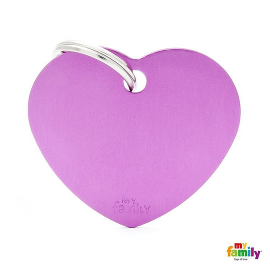My Family Basic Heart Large Purple Dog Tag with Free Engraving