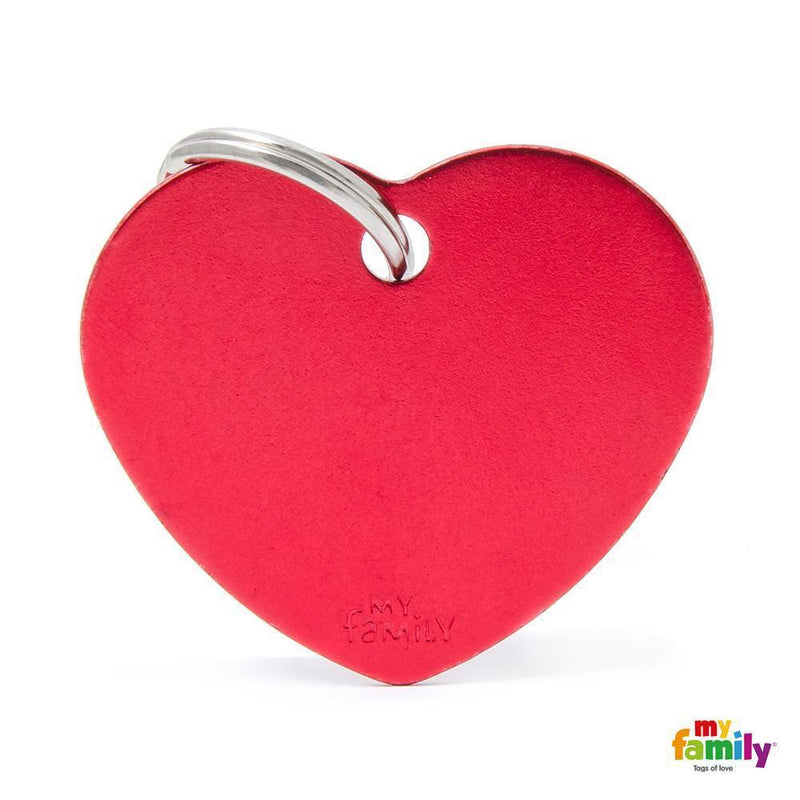 My Family Basic Heart Large Red Dog Tag with Free Engraving-Habitat Pet Supplies