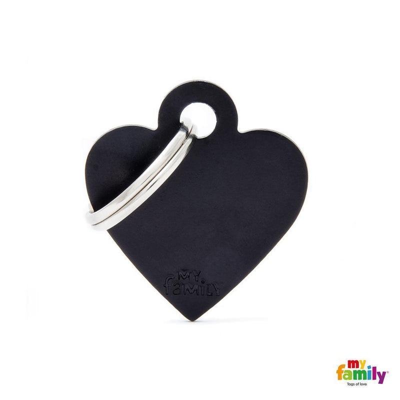 My Family Basic Heart Small Black with Free Engraving-Habitat Pet Supplies
