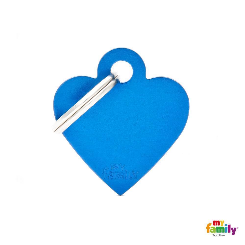 My Family Basic Heart Small Blue with Free Engraving-Habitat Pet Supplies