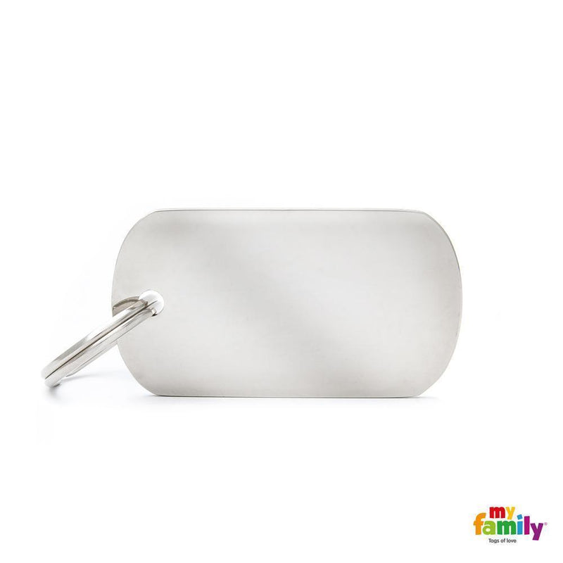 My Family Basic Military Small Chrome Dog Tag with Free Engraving-Habitat Pet Supplies