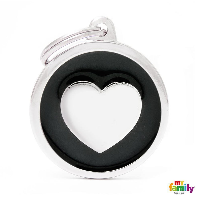 My Family Classic Heart Black Dog Tag with Free Engraving-Habitat Pet Supplies