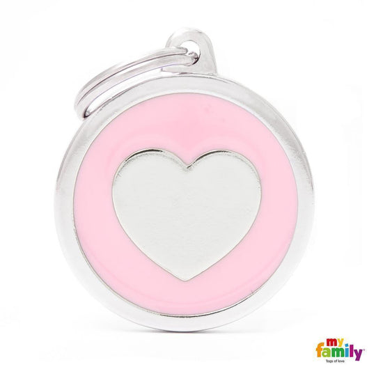 My Family Classic Heart Pink Dog Tag with Free Engraving