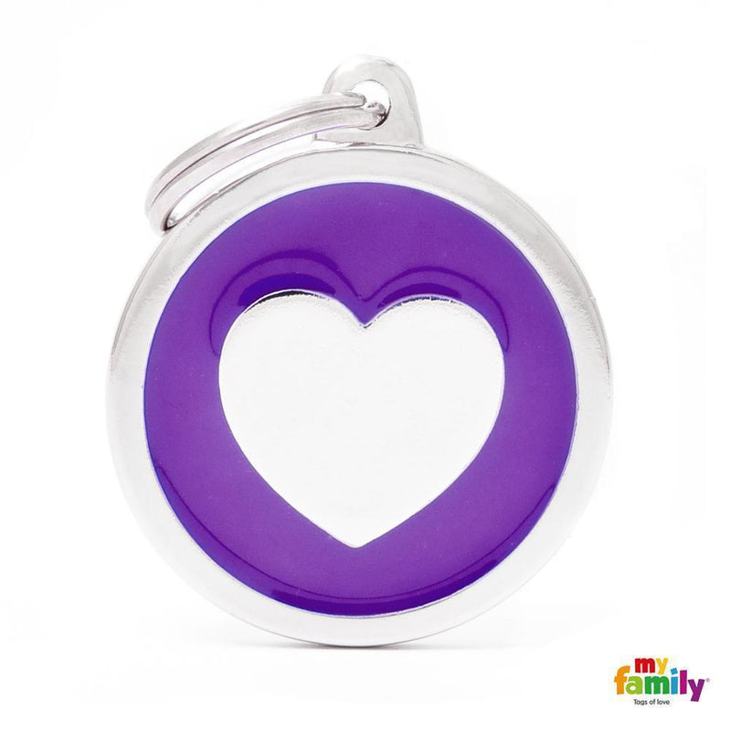 My Family Classic Heart Purple Dog Tag with Free Engraving-Habitat Pet Supplies