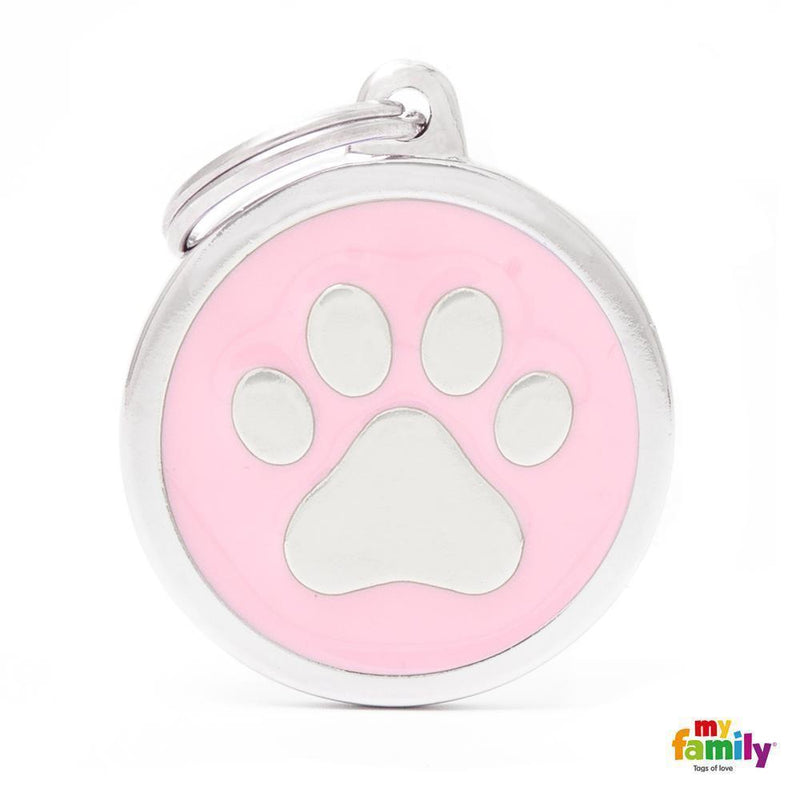 My Family Classic Paw Pink Dog Tag with Free Engraving-Habitat Pet Supplies