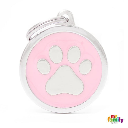 My Family Classic Paw Pink Dog Tag with Free Engraving